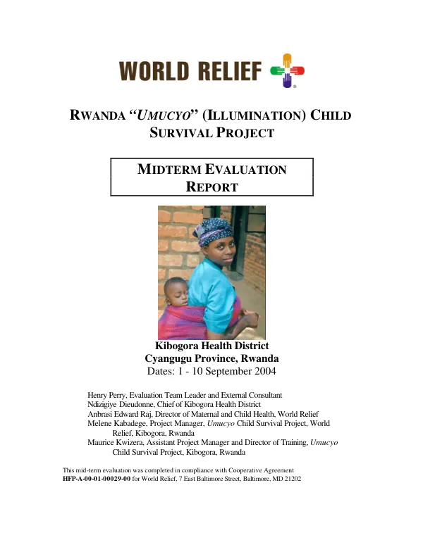 Rwanda 'Umucyo' (illumination) child survival project : midterm evaluation report