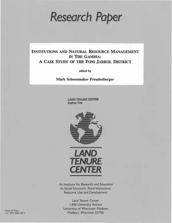Institutions and natural resource management in The Gambia : a case study of the Foni Jarrol District