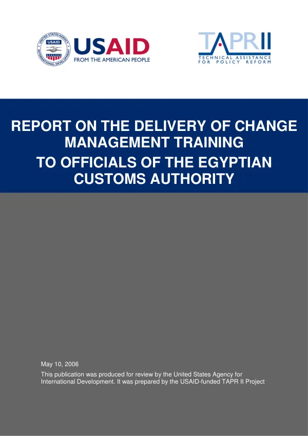Report on the delivery of change management training to officials of the Egyptian customs authority
