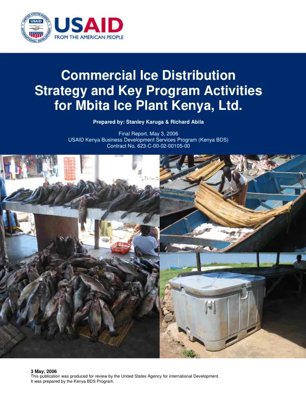 Commercial ice distribution strategy and key program activities for Mbita Ice Plant Kenya, Ltd.