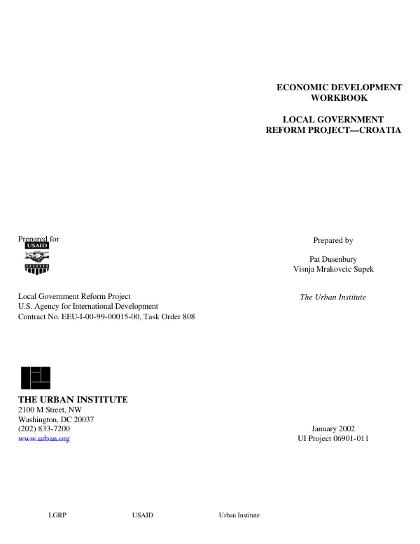 Economic development workbook : local government reform project -- Croatia