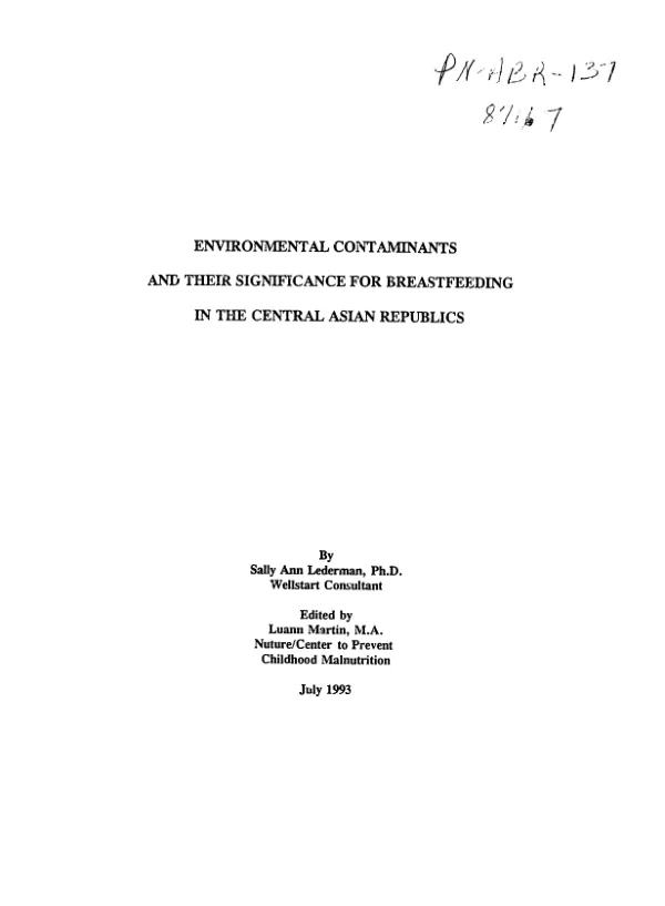 Environmental contaminants and their significance for breastfeeding in the Central Asian Republics