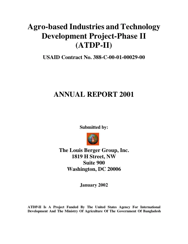 Agro-based industries and technology development project -- phase II (ATDP-II), USAID contract no. 388-C-00-01-00029-00 : annual report 2001