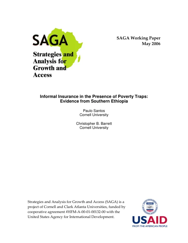 Informal insurance in the presence of poverty traps : evidence from Southern Ethiopia