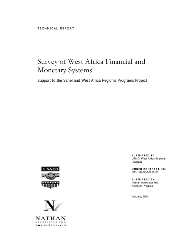 Technical report : survey of West Africa financial and monetary systems