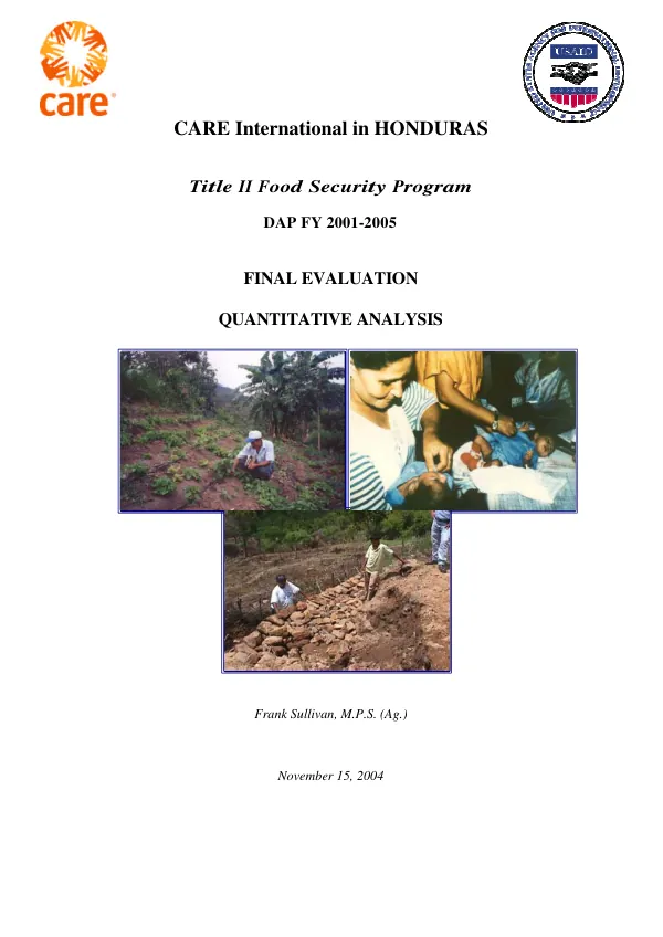 Final evaluation : quantitative analysis -- CARE Honduras food security program : DAP FY 2001-2005