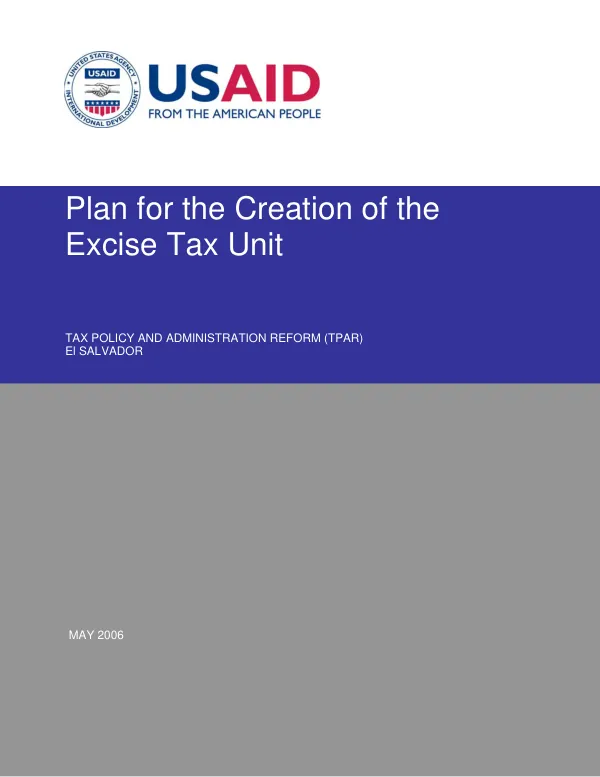 Plan for the creation of the excise tax unit