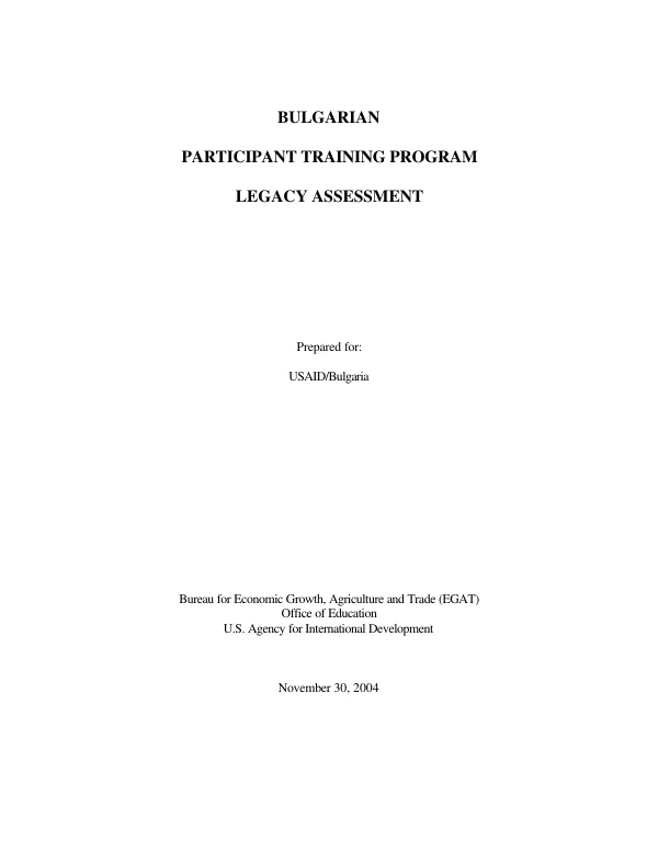 Bulgarian participant training program legacy assessment