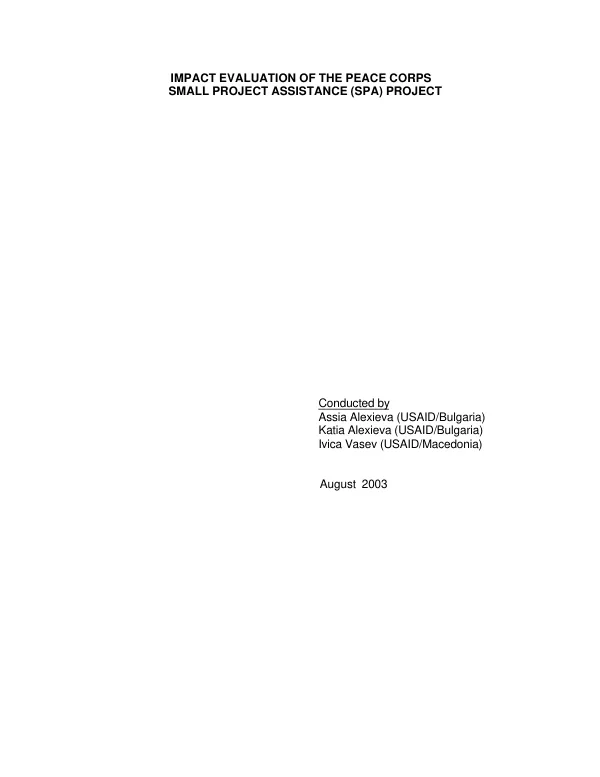 Impact evaluation of the Peace Corps small project assistance (SPA) project