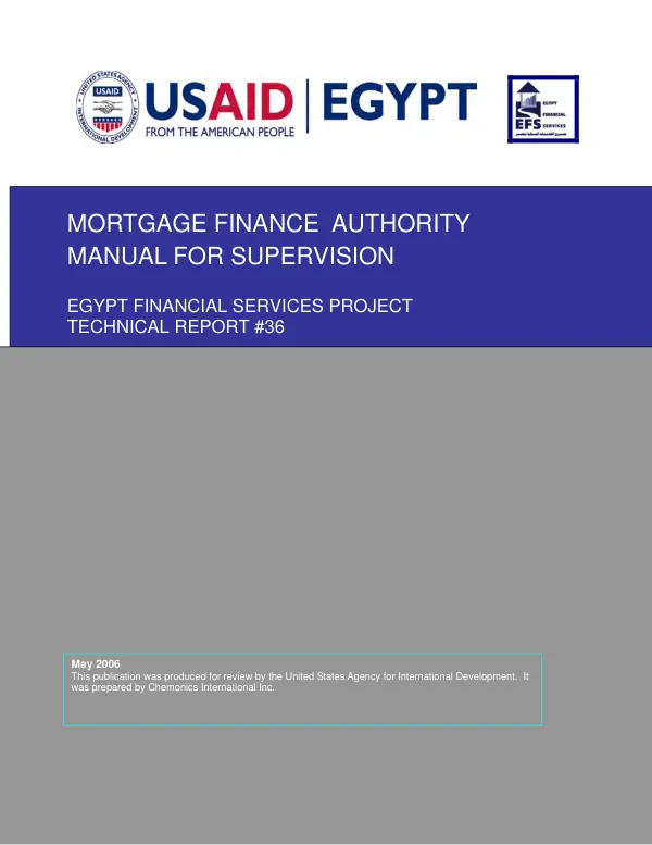 Mortgage Finance Authority manual for supervision