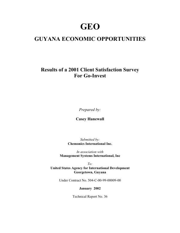 Results of a 2001 client satisfaction survey for Go-Invest