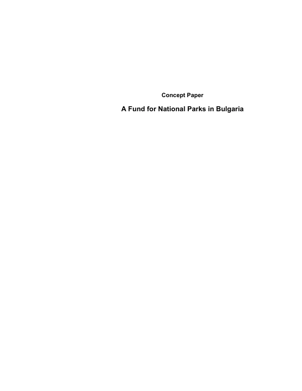 Concept paper : a fund for national parks in Bulgaria