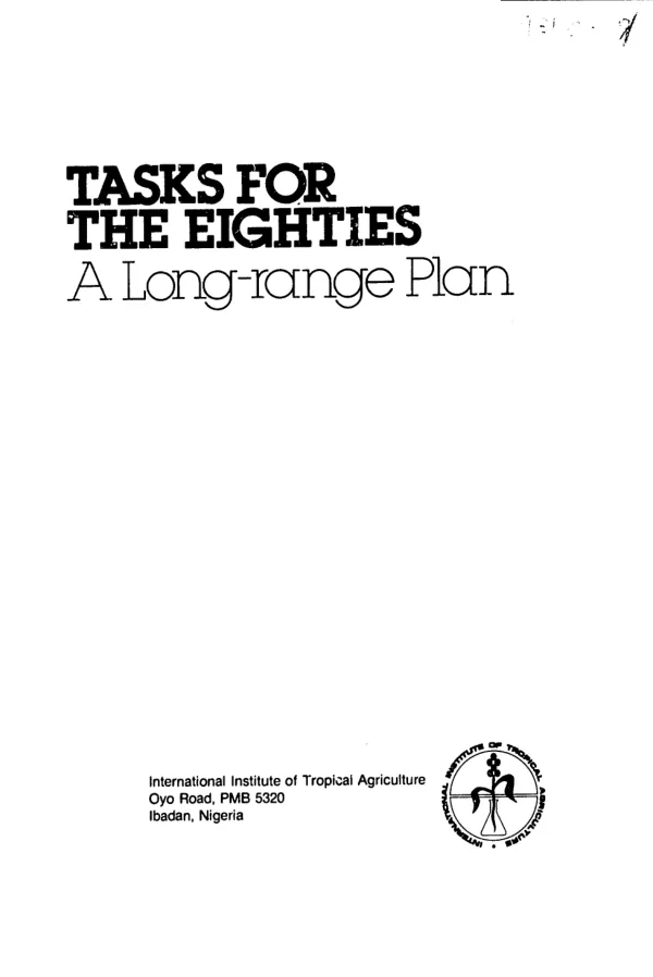 Tasks for the eighties : a long - range plan