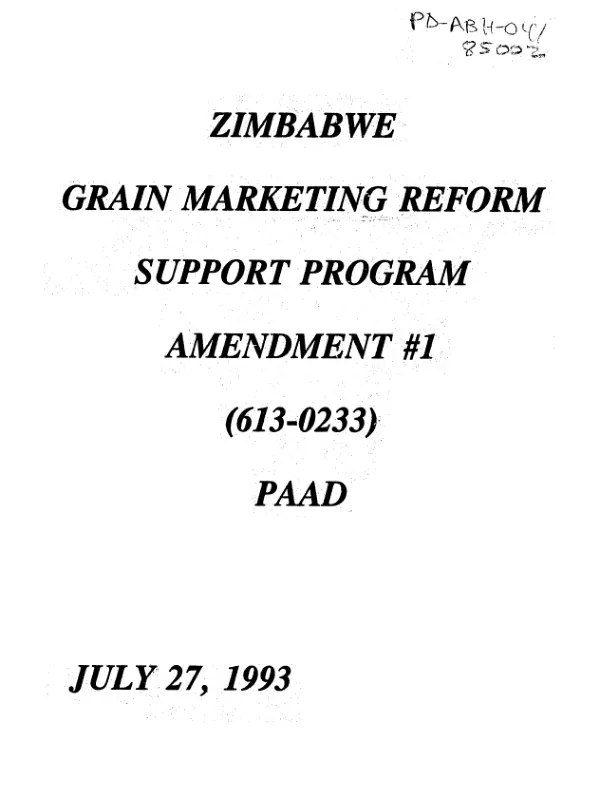 Grain marketing reform support : amendment no. 1