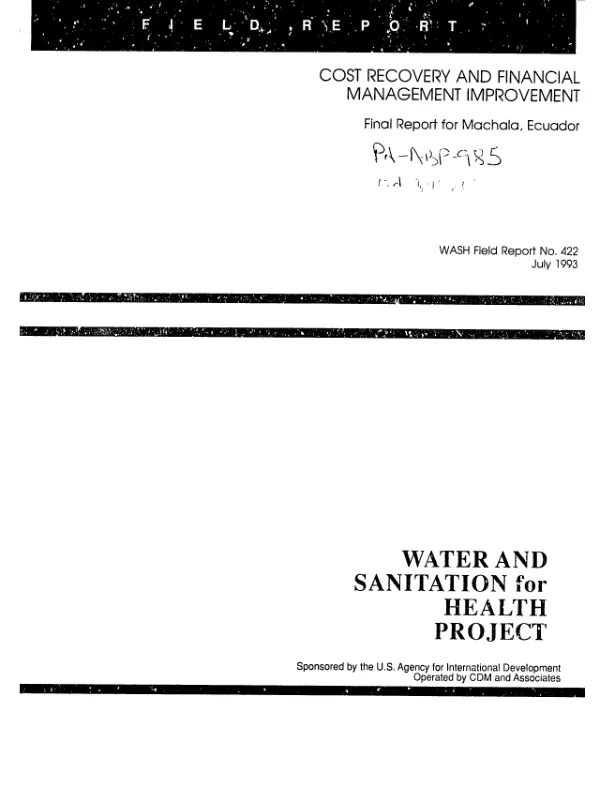 Cost recovery and financial management improvement -- final report for Machala, Ecuador