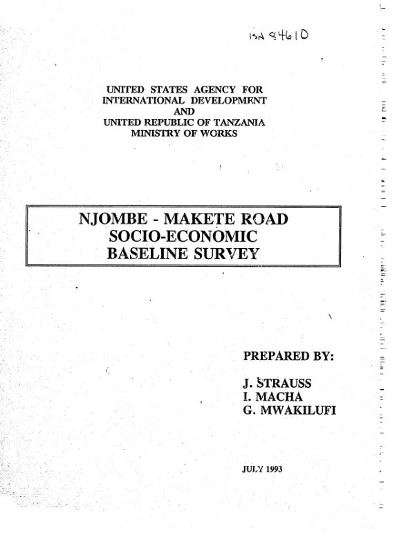 Njombe-Makete Road socio-economic baseline survey