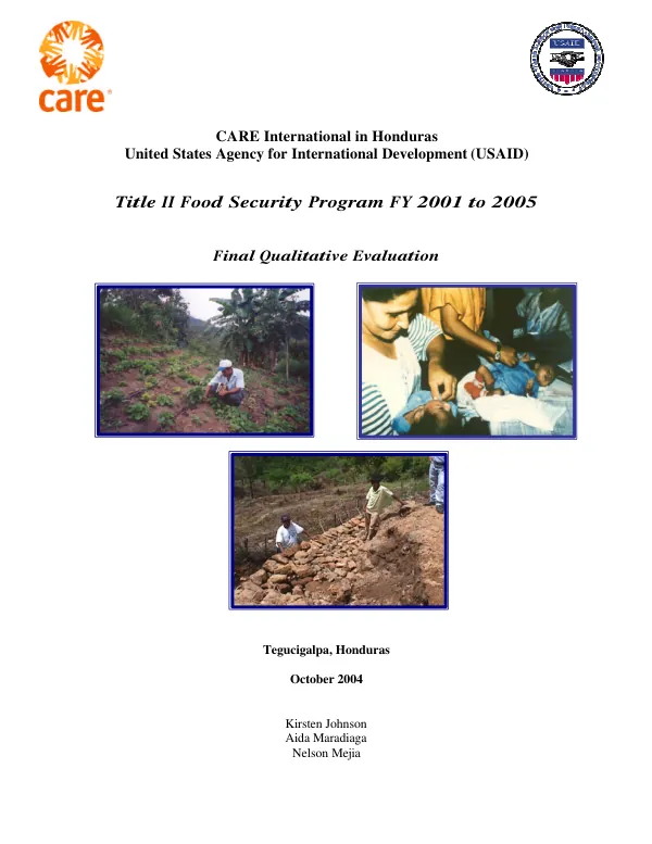 Title II food security program FY 2001 to 2005 : final qualitative evaluation
