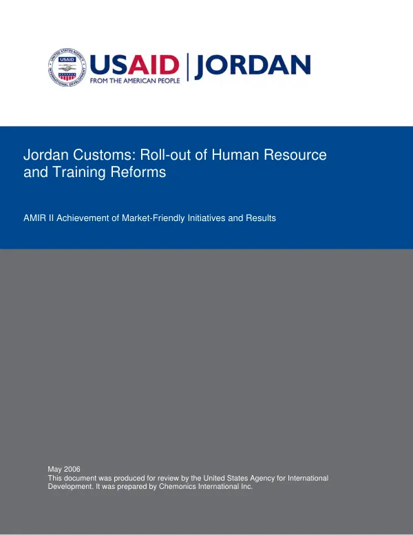 Jordan customs : roll-out of human resource and training reforms -- final report