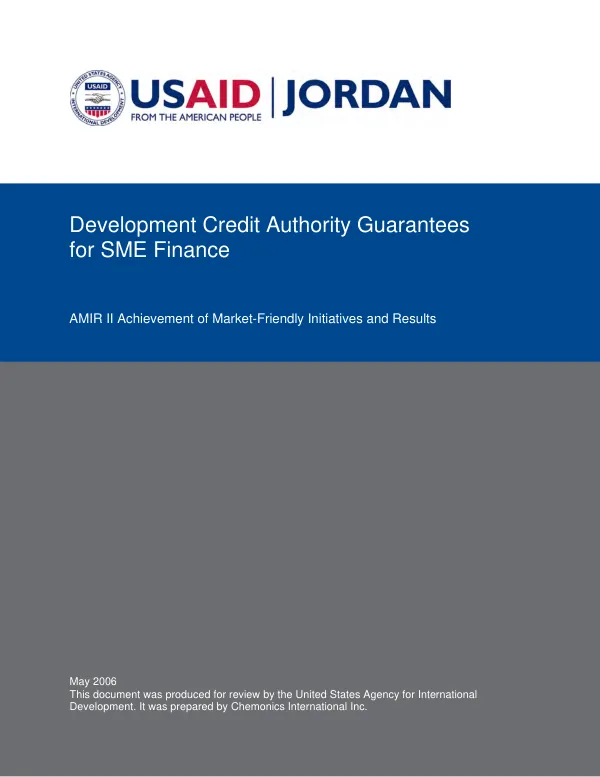 Development credit authority guarantees for SME finance : final report