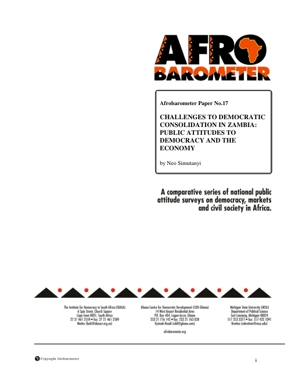 Challenges to democratic consolidation in Zambia : public attitudes to democracy and the economy
