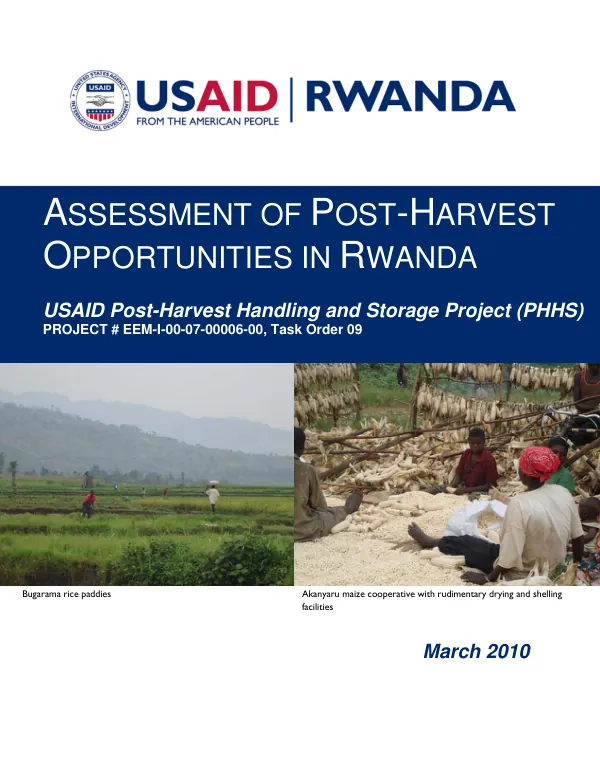 Assessment of Post-Harvest Opportunities in Rwanda - USAID PHHS Project
