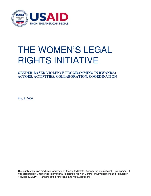 Gender-based violence programming in Rwanda : actors, activities, collaboration, coordination