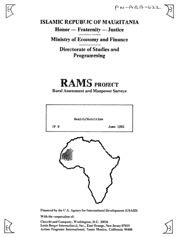Health/nutrition : part I -- health system in Mauritania, analysis of problems and alternative solutions