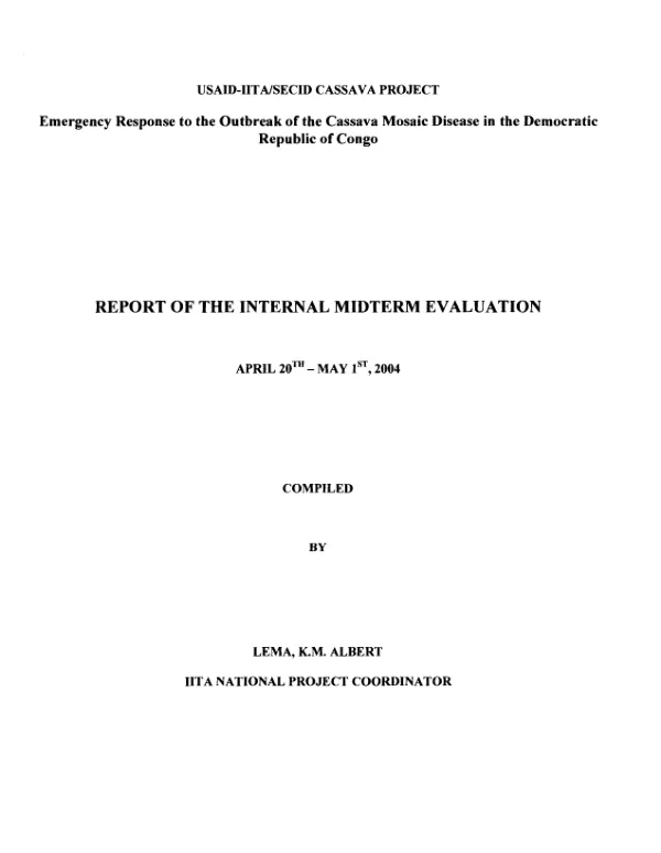 Report of the internal midterm evaluation, April 20th-May 1st, 2004
