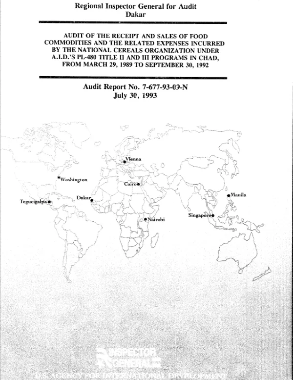 Audit of the receipt and sales of food commodities and the related expenses incurred by the National Cereals Organization under AID"s PL-480 Title II and III programs in Chad from March 29, 1989 to September 30, 1992