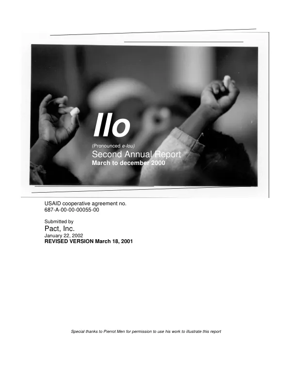 llo (pronounced e-lou) second annual report, March to December 2000 [i.e. 2001]