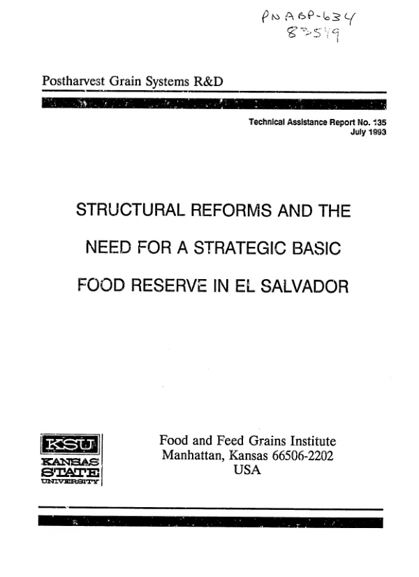 Structural reforms and the need for a strategic basic food reserve in El Salvador