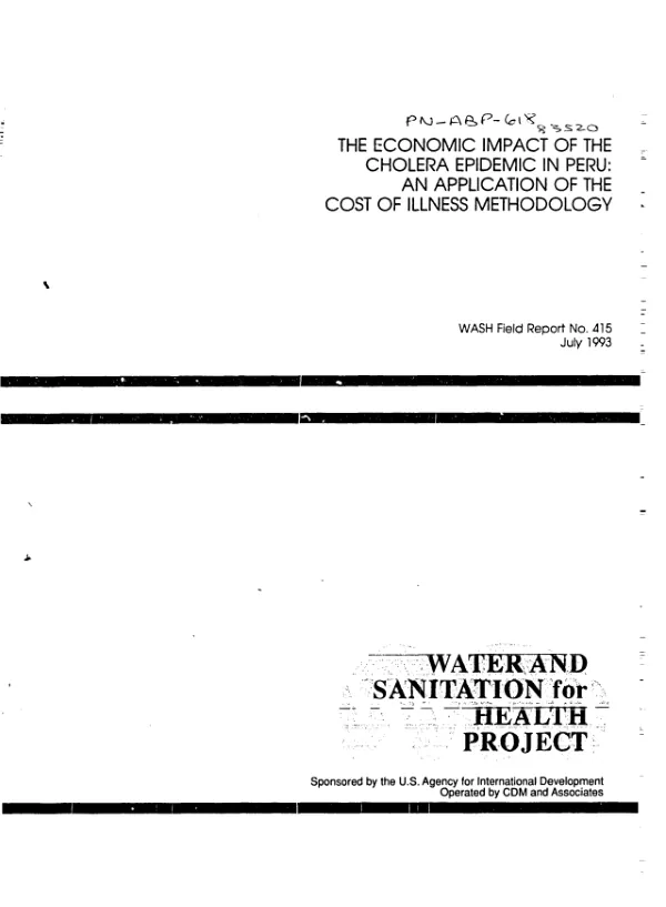 Economic impact of the cholera epidemic in Peru : an application of the cost of illness methodology