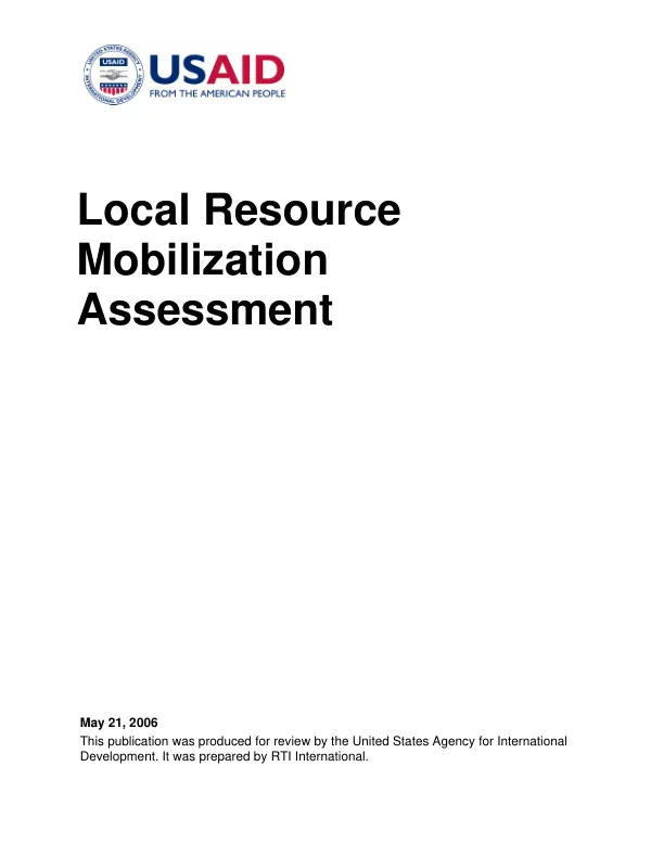 Local resource mobilization assessment