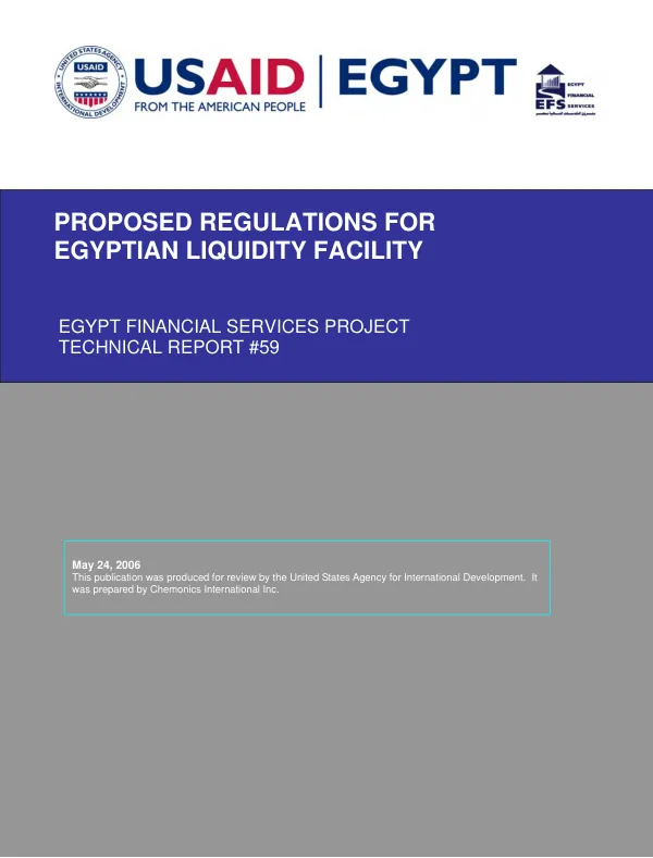 Proposed regulations for Egyptian liquidity facility