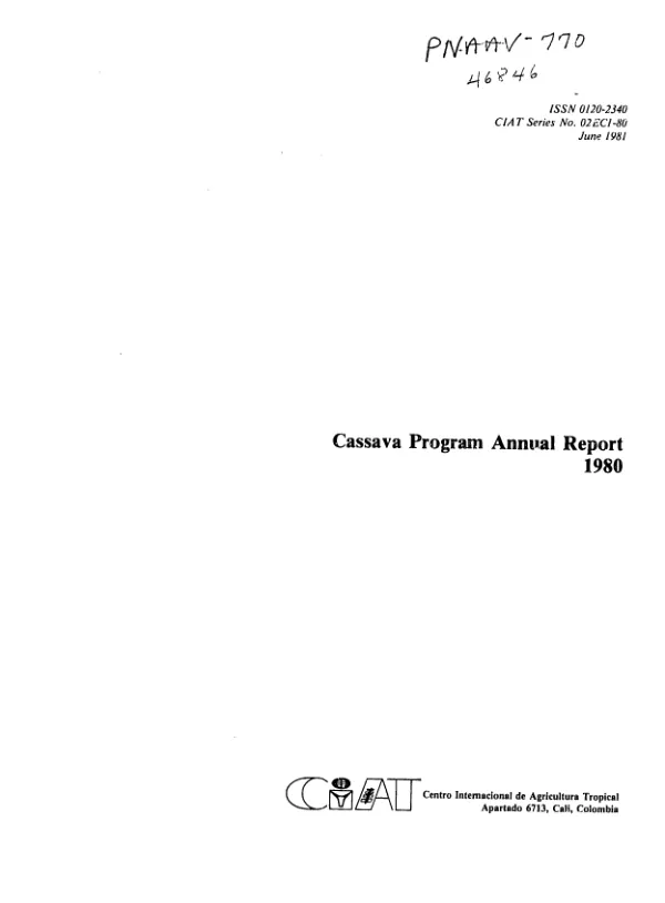 Cassava program annual report, 1980