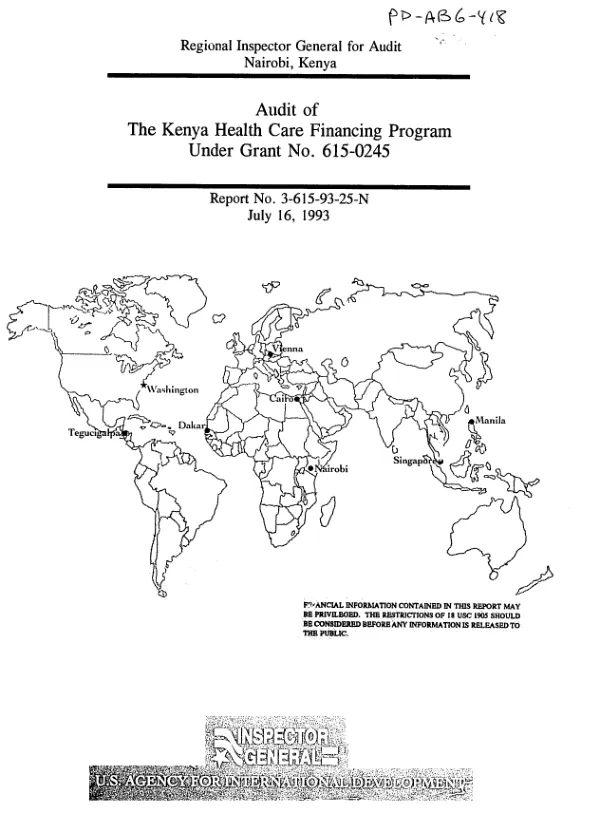 Audit of the Kenya health care financing program under grant no. 615-0245