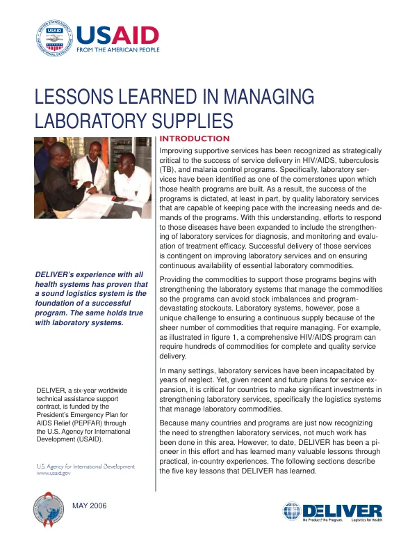 Lessons learned in managing laboratory supplies