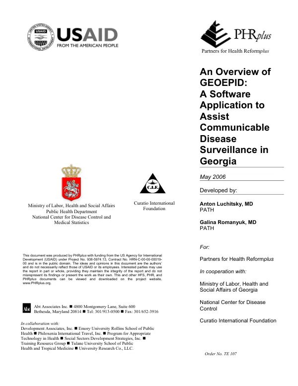 An overview of GEOEPID : a software application to assist communicable disease surveillance in Georgia