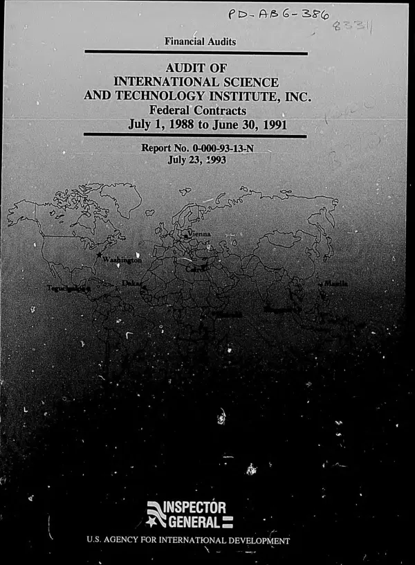 Audit of International Science and Technology Institute, Inc. federal contracts July 1, 1988 to June 30, 1991