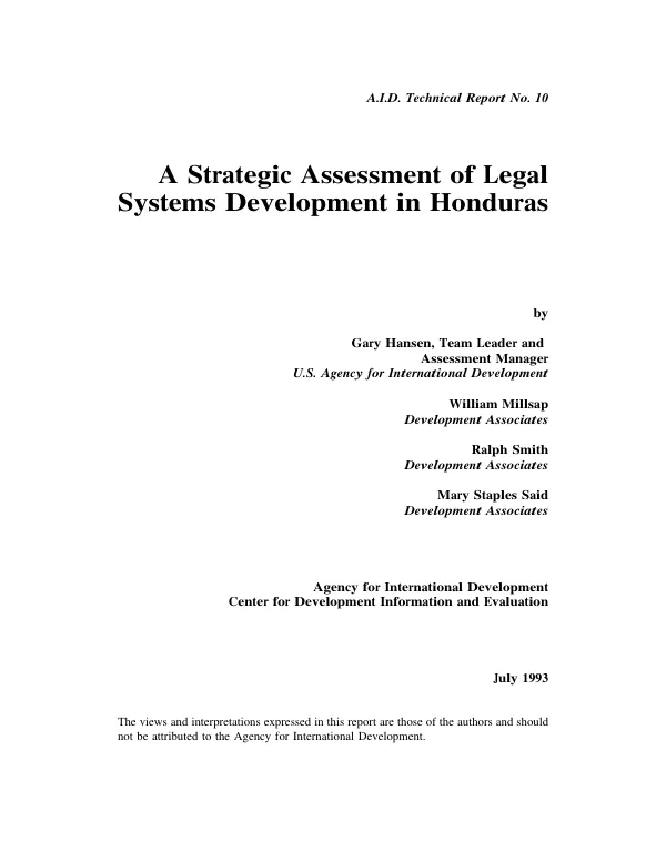 A strategic assessment of legal systems development in Honduras
