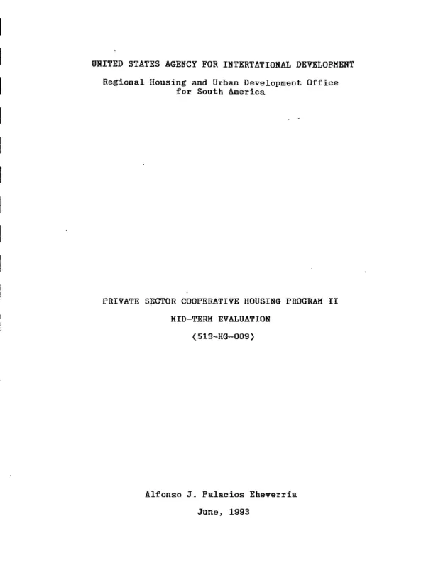 Private sector cooperative housing program II mid-term evaluation (513-HG-009)