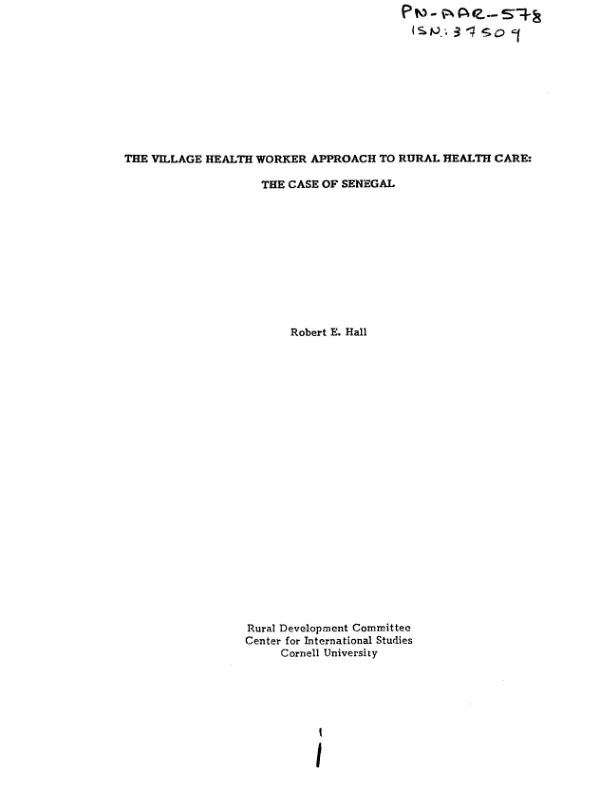 Village health worker approach to rural health care : the case of Senegal