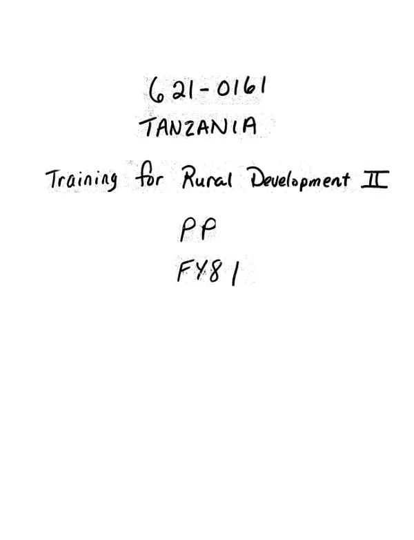 Training for rural development II