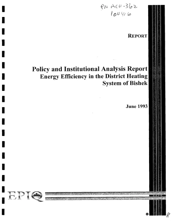 Kyrgyzstan : energy efficiency in the district heating system of Bishkek -- policy and institutional analysis