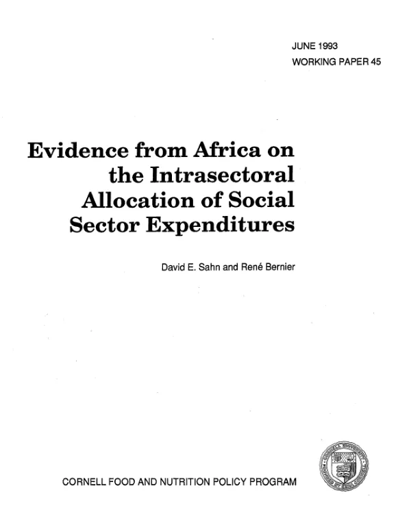 Evidence from Africa on the intrasectoral allocation of social sector expenditures