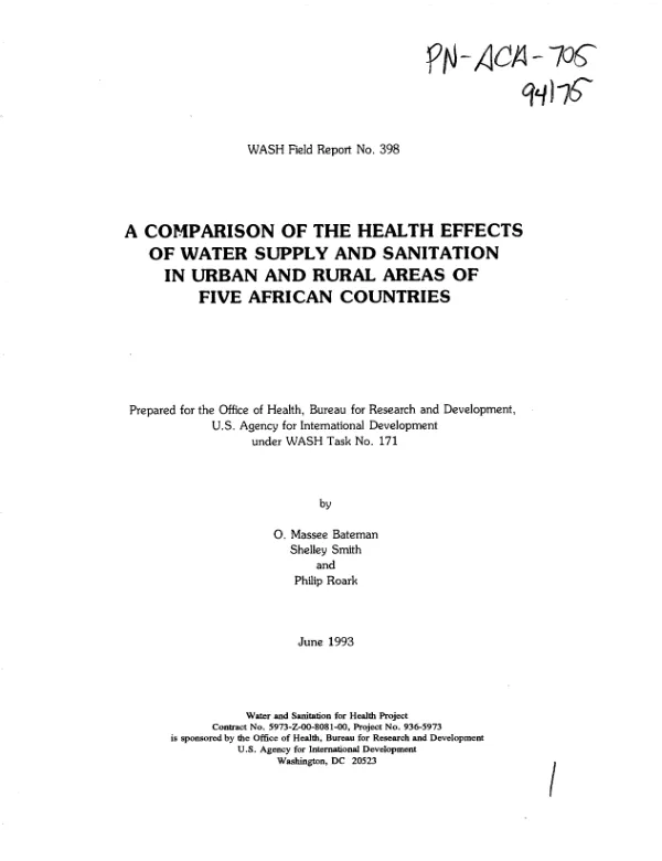 Comparison of the health effects of water supply and sanitation in urban and rural areas of five African countries