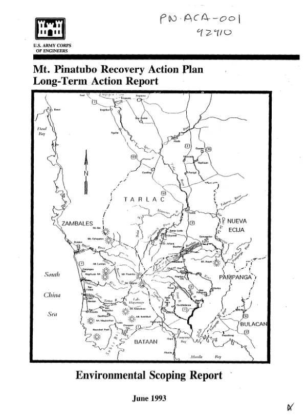 Mt. Pinatubo recovery action plan : long-term action report (ulat sa pangmatagalan) -- environmental scoping report (ulat sa pag-alam sa layuning pangkapaligiran)
