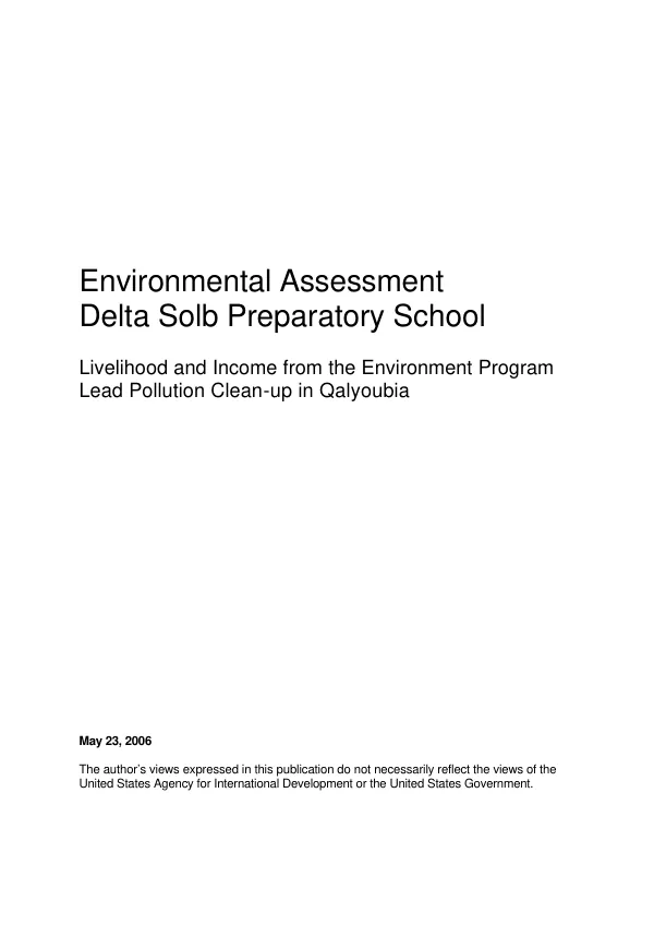 Environmental assessment : Delta Solb Preparatory School