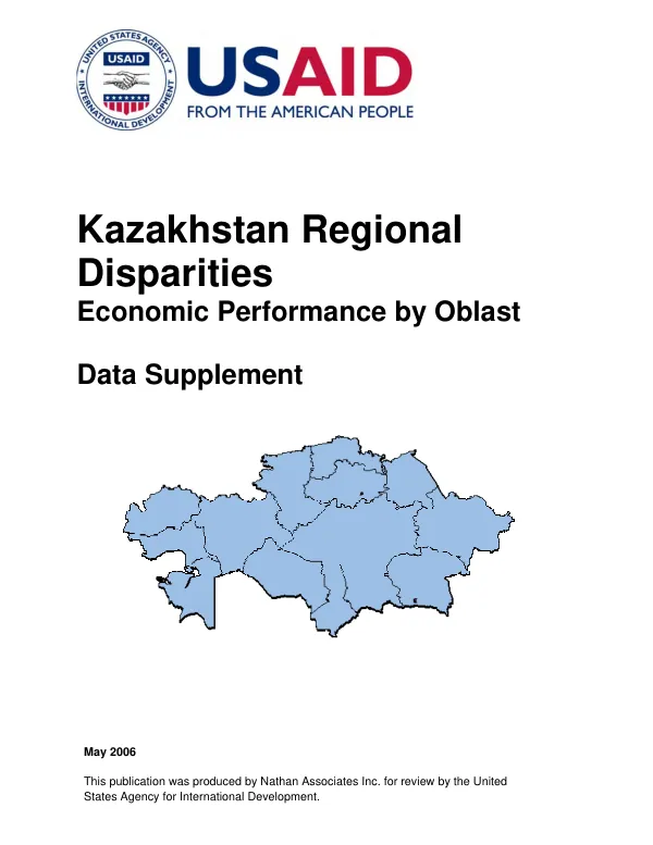 Kazakhstan regional disparities : economic performance by oblast -- data supplement