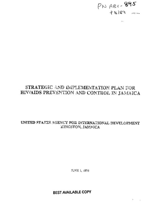 Strategic and implementation plan for HIV/AIDS prevention and control in Jamaica
